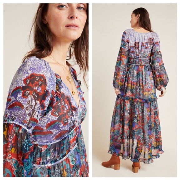 ❌SOLD❌ Anthropologie 8 Annabella Boho Maxi Dress - Picture 2 of 10